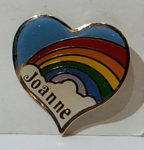 Prendedor vintage de 1" de nube arco iris en forma de corazón Centennia de los años 80 varios nombres a elegir - Imagen 23 de 41