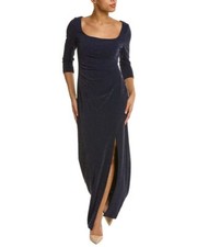 Adrianna Papell Womens Slim Column Maxi Dress, 16, Navy