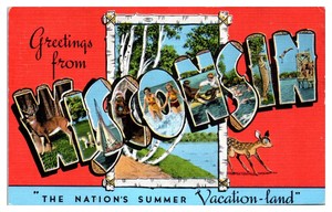 Mid-1900s-Greetings-from-Wisconsin-LARGE-LETTER-Postcard