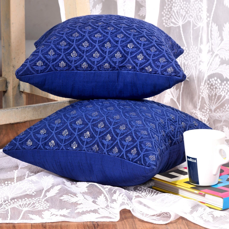 decorative pillow cover blue cushion cover living room home decor sofa pillow 2p - Image 3 of 4