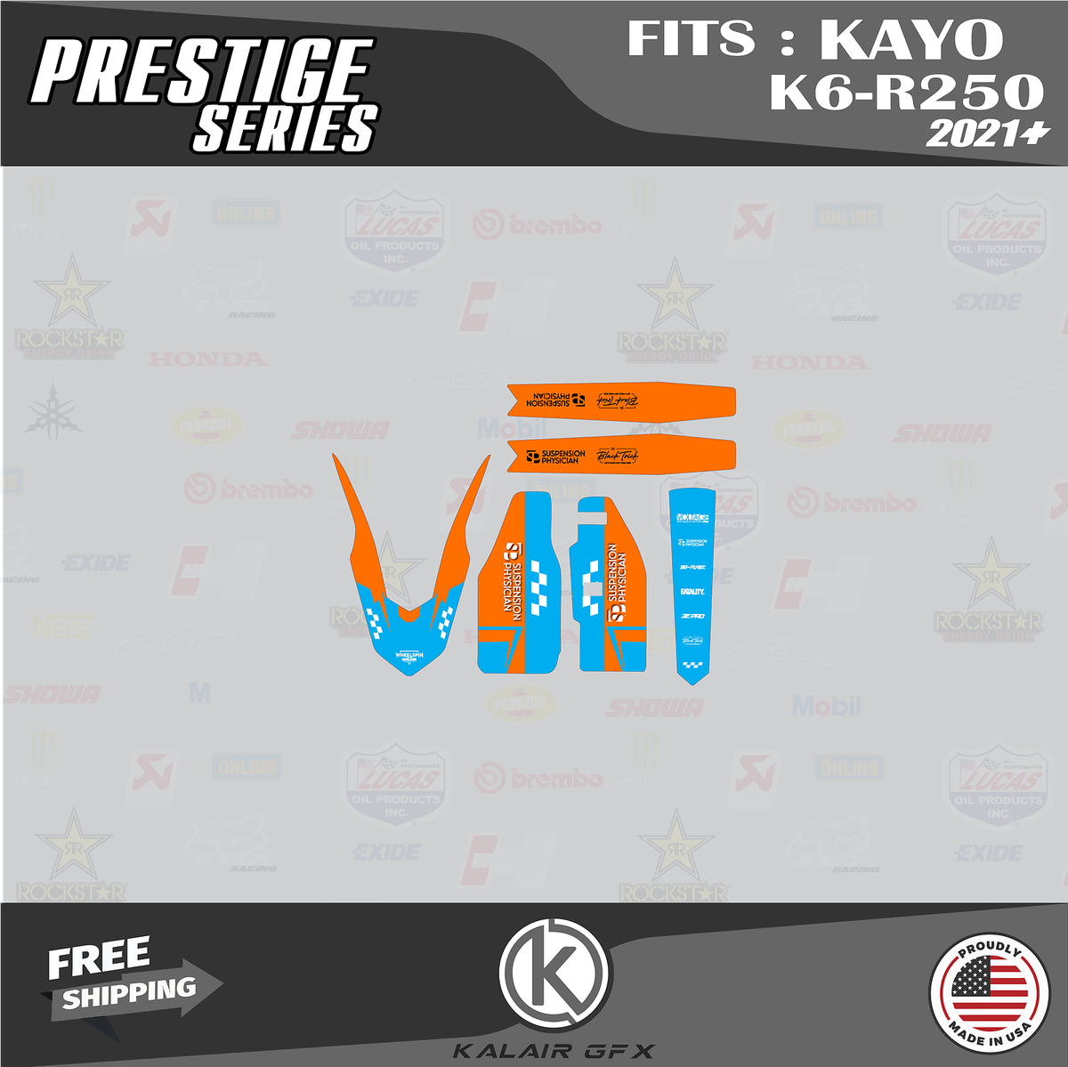 Kayo K6-R 250 Graphics Kit Custom Graphics Kit For Kayo K6-R 250 Dirt ...