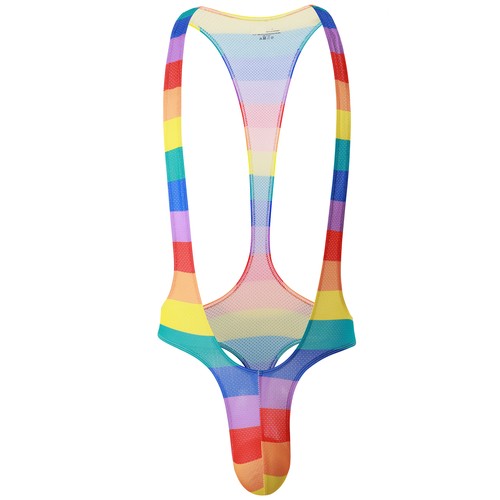 Para hombre Mankini Body Leotardo Correa Sin Espalda Correa Jock Corte Alto Mono Arco Iris - Imagen 7 de 46
