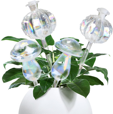 4 Pcs 9 Inch Glass Plant Watering Globes Rainbow Gradient for Indoor/Outdoor Pla