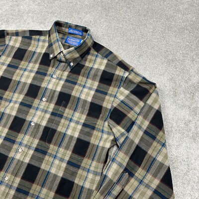 Pendleton Sir Pendleton Flannel Shirt Mens M Long Sleeve Brown Virgin Wool