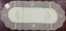  Elegant  Embroidery Table Runner Beige VCHR-9468