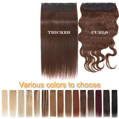 One Piece Real Clip in Remy Human Hair Extensions Full Head High light