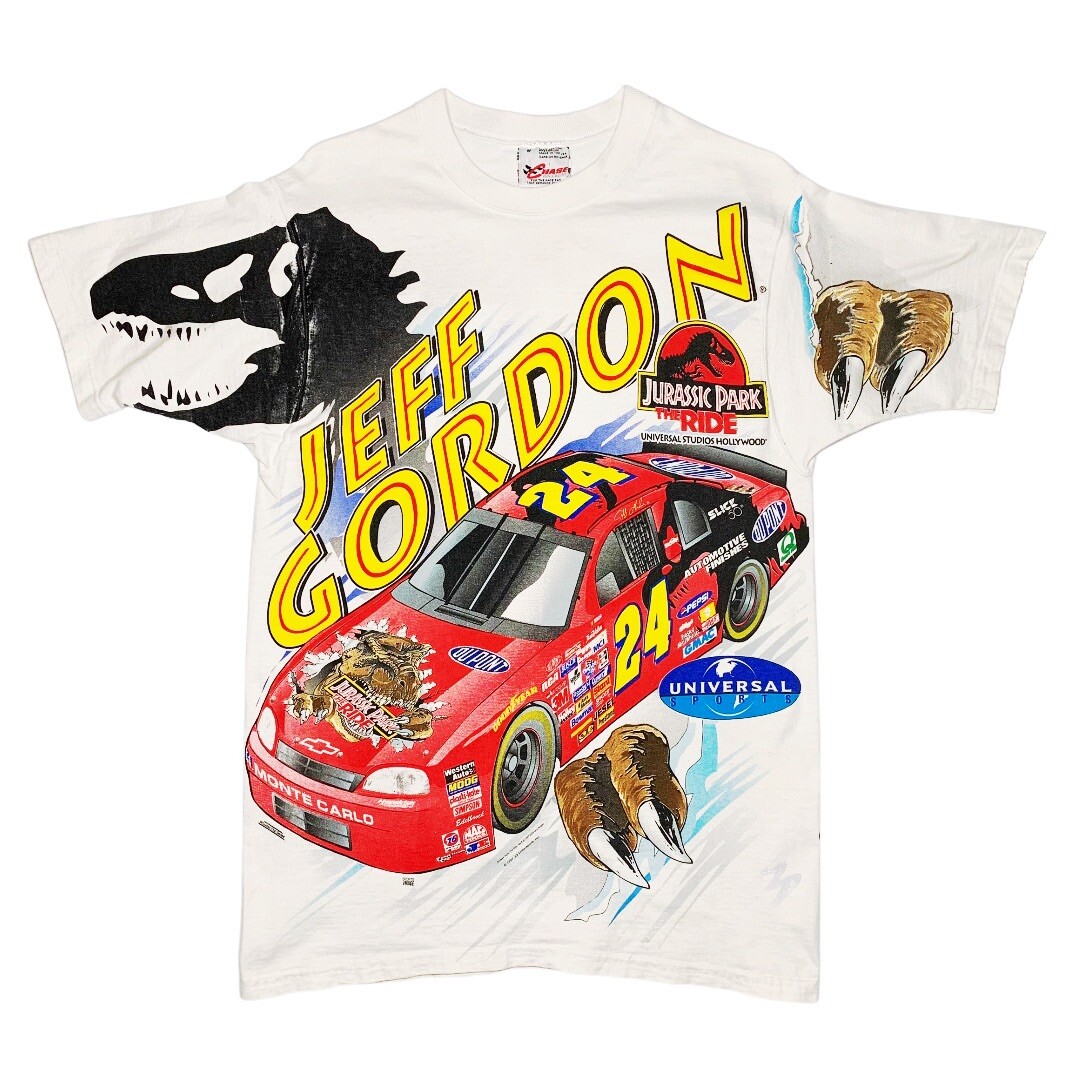 Vtg Rare NASCAR Jeff Gordon Jurrasic Park All Over Print T Shirt