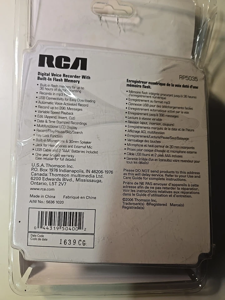 RCA Model RP5035 Digital Voice Recorder - Image 2 of 2