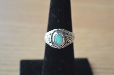 0.50ct Ethiopian Welo Opal Solitaire Ring Fine Sterling Silver Size 6