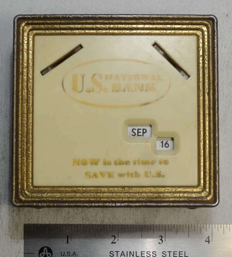 Werbe Coin Bank & Kalender, U.S. National Bank, Portland, OR 0713-94