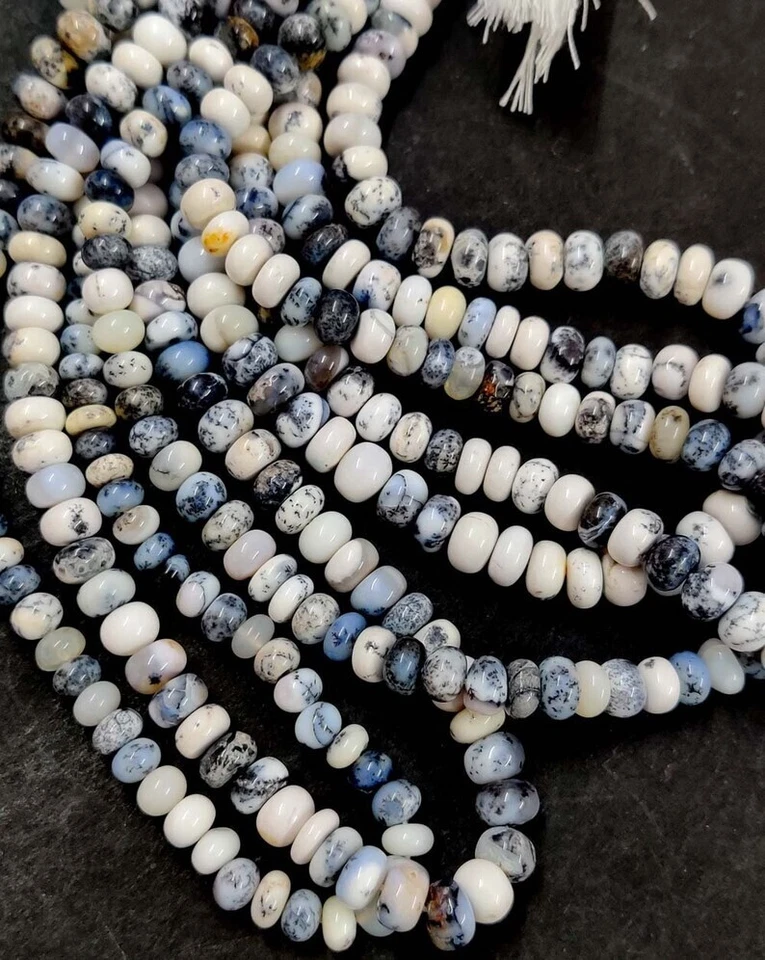 Cuentas de rondelle lisas de ópalo dendrita natural ópalo piedra preciosa rondelle lisa 7-9 mm Foto 3 de 3