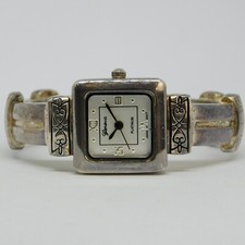 Geneva Platinum 5212 Dark Silver Tone Quartz Women's Watch Sz.5 3/4" New Battery