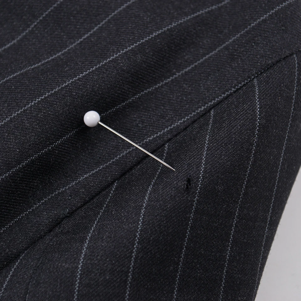 Chaqueta de traje de lana a rayas gris carbón Imperfect Orazio Luciano 46R (UE 56) Foto 3 de 4