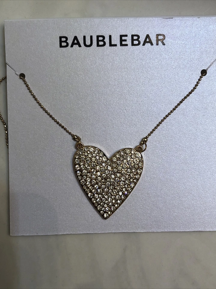 Collar Colgante Corazón Tono Dorado Baublebar Cintia Acentos Cristal Nuevo con Etiquetas Foto 3 de 4