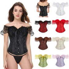 S-6XL Women Plus Size Lace Overbust Corset Bustier Top Sexy Lolita Lingerie Sets