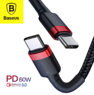 Baseus Nylon USB C auf USB C 60W 3A Typ C Schnellladekabel für Samsung Xiaomi