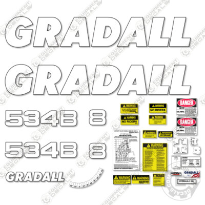 Fits Gradall 534B Decal Kit Telehandler - 7 YEAR OUTDOOR 3M VINYL!
