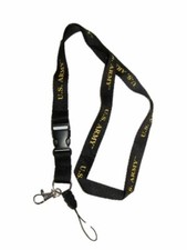32" United States Army Black/Gold Printed Lanyard With Detachable Key Ring/Clip