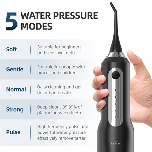 270ML Irrigador Bucal Dental Portátil Waterjet Inalámbrico 5 Modeos IPX7+ 8 Tips - Imagen 2 de 12