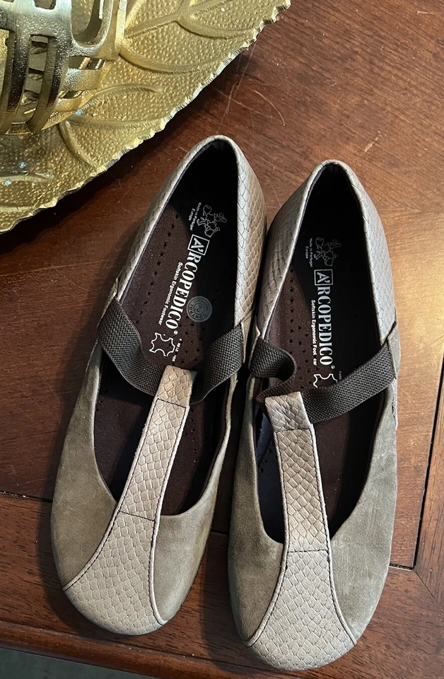 Arcopedico 6411 TALIA желтовато-коричневый кожаный Т-образный ремень Mary Jane плоский размер 10 ортопедический - Изображение 4 из 4