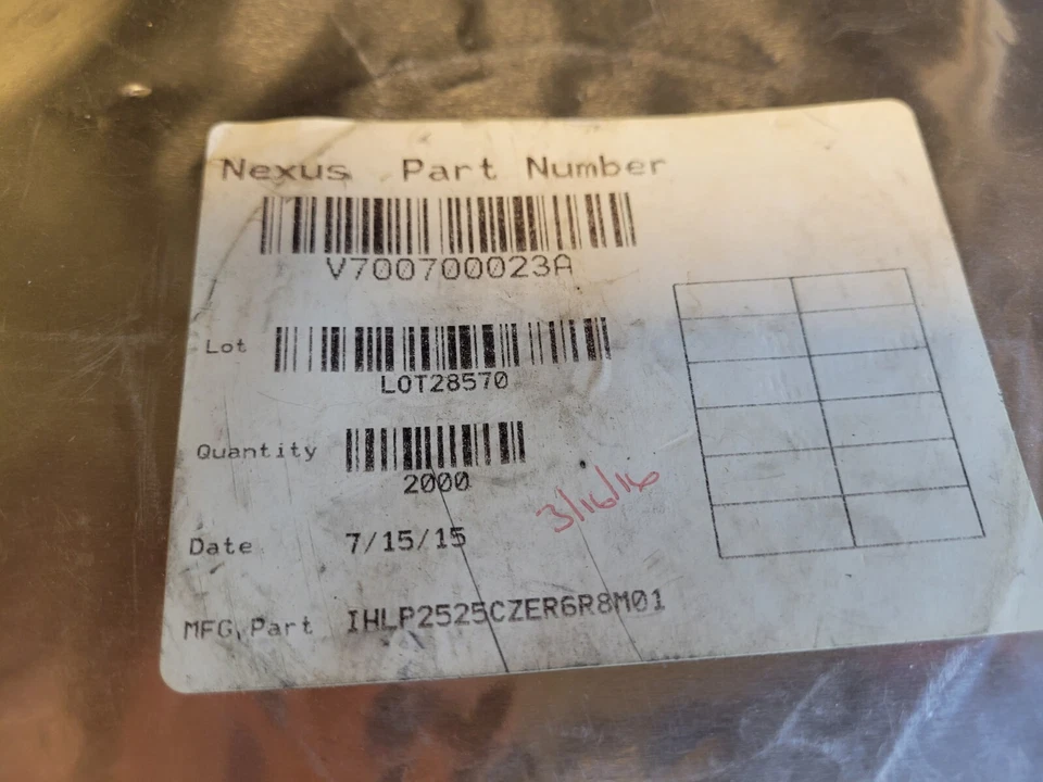 (2000) IHLP2525CZER6R8M01 Inductor High Curr Wirewound 6.8uH 20% ROHS NUEVO $199 Foto 3 de 4