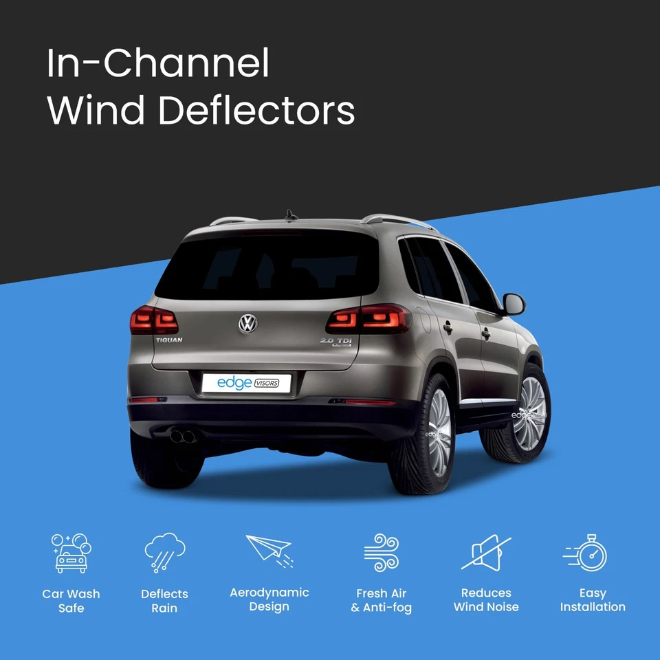 VW Tiguan MK1 2008-2016 5 Door SUV Wind Deflectors 4pc Tinted - Image 3 of 4