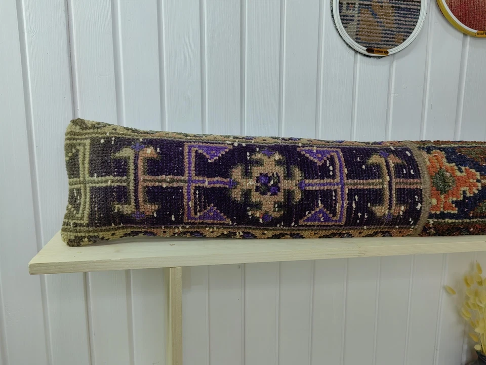 LONG BOLSTER PILLOW TURKISH RUG PILLOW LONG BED PILLOW LONG LUMBAR PILLOW DECOR - Image 3 of 4