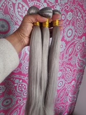 PURE SILVER GREY BRAZILIAN VIRGIN HUMAN HAIR SILKY STRAIGHT 30 30 30INCH 300g