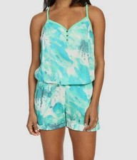  69 Prana Women's Green Floral Sleeveless Lightweight Sylvia Romper Size X-Large