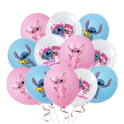 12PCS Lilo & Stitch party supplies latex balloons bunting birthday decorations