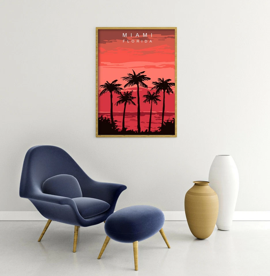 Póster de viaje de Miami, impresión de pared retro de Miami, impresión de viaje de colección de Miami, regalo Foto 3 de 4