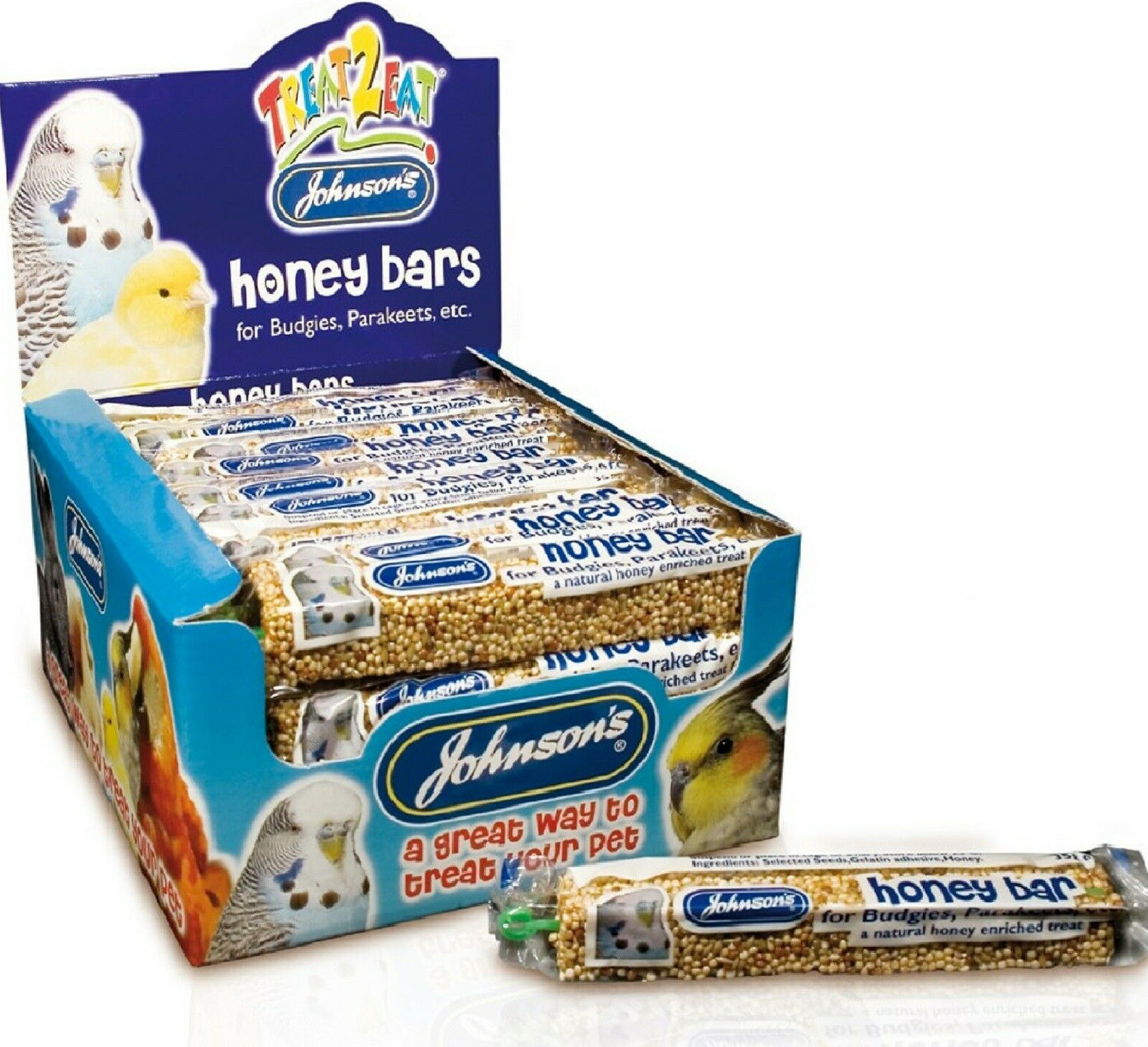 40 x JOHNSONS BUDGIE, PARAKEET HONEY BARS 35G : Caged Bird Feed bp Seed Sticks