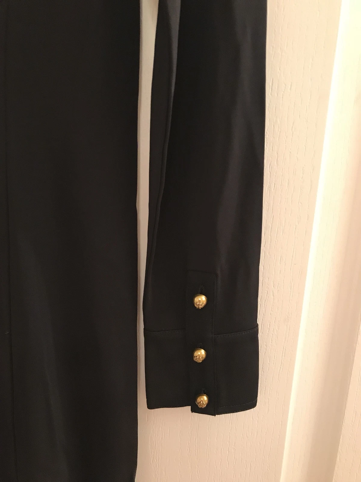 Abito casual Tory Burch $295 donna nero vita bassa tessuto maniche lunghe M