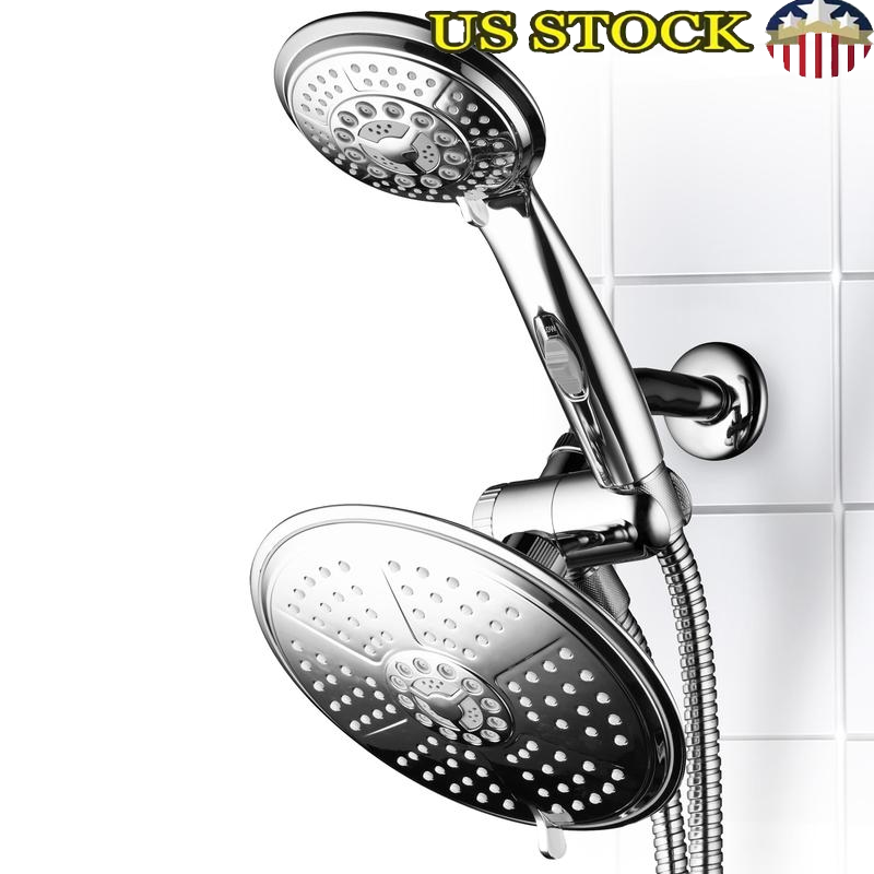 Rainfall Showerhead Combo W/ ON/OFF Pause Switch 7 Inch Handheld 3 Styles New