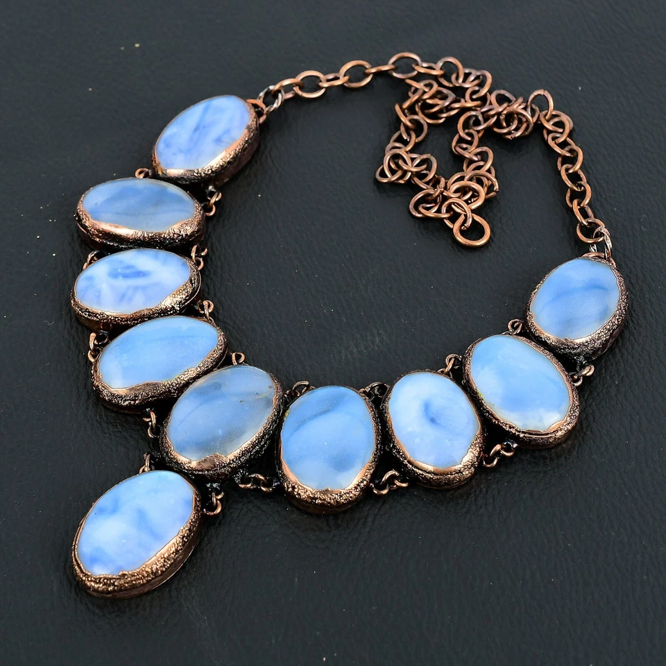 Collar Joyería Arco Iris Ópalo Místico Hecho a Mano Piedras Preciosas Cobre Electroformado Foto 3 de 4