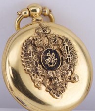 RARE Antique Imperial  Gilt Silver Pocket Watch Enamel Dial with General Suvorov
