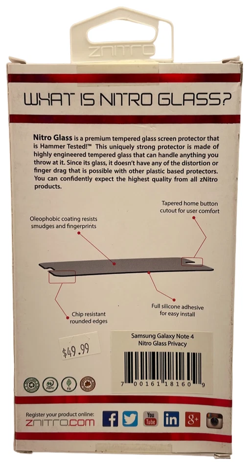 ZNITRO Tempered Glass Screen Protector for Samsung Galaxy Note 4 - Privacy - Image 3 of 4