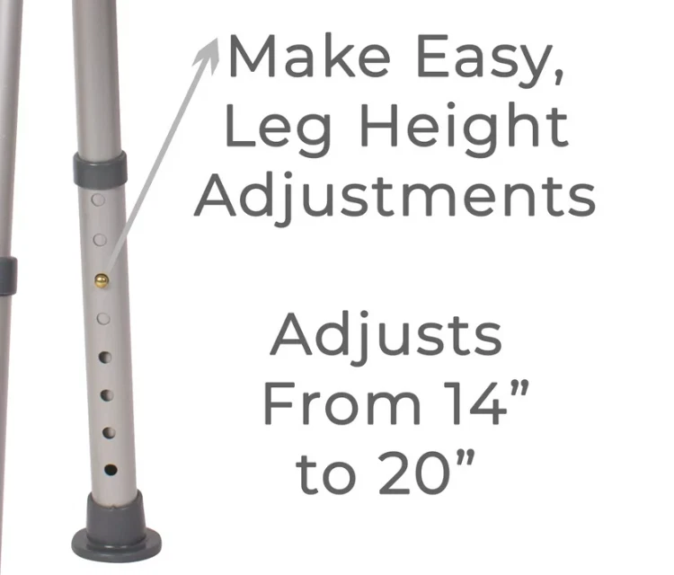 Silla de Baño y Ducha Carex con Respaldo, Patas Ajustables, Empuñaduras en Blanco Foto 4 de 4