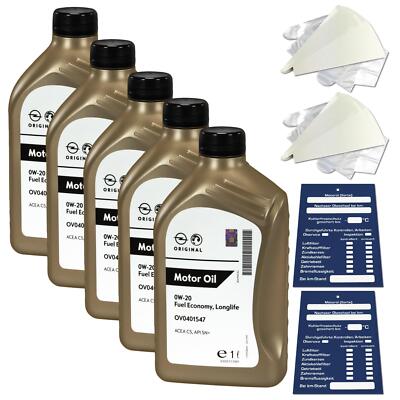 5 Liter original Opel 0W20 FS LL Motoröl GM dexosD OV0401547 API SN Plus SET
