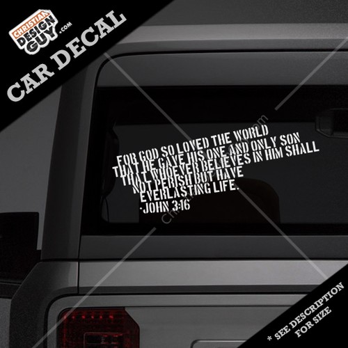 JOHN 316 Bible Verse Christian Car DECAL STICKER Religious For God