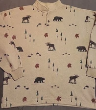 VTG Art Unlimited Pullover Mens XL Sweater All Over Print Moose Bear Outdoor 90s