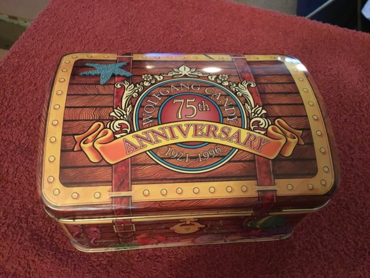 Wolfgang Candy 75th Anniversary Hinged Top Metal Tin | eBay