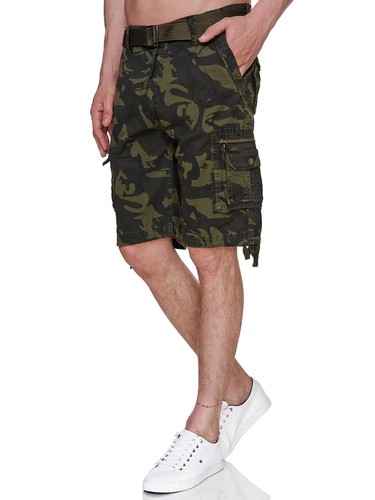 Short Cargo pour Hommes Bermudas Short Camouflage avec Ceinture Longueur Genou - Imagen 31 de 42
