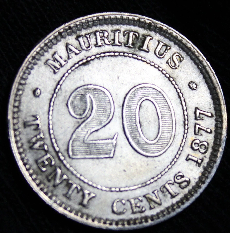 20 centavos de plata Mauricio 1877 249-544 Foto 2 de 4