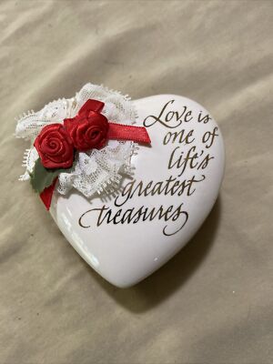 Vintage American Greetings Heart Shaped Trinket Box W/Roses