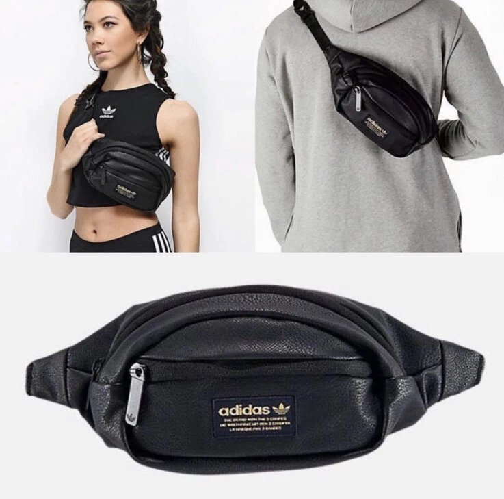 Adidas Originals Fanny Pack Unisex Black Gold National Waist Pack NWOT  Pleather