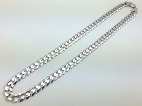 10k White Gold Solid Curb Cuban Link Chain Necklace 24" 9mm 45.4 grams - Picture 9 of 10