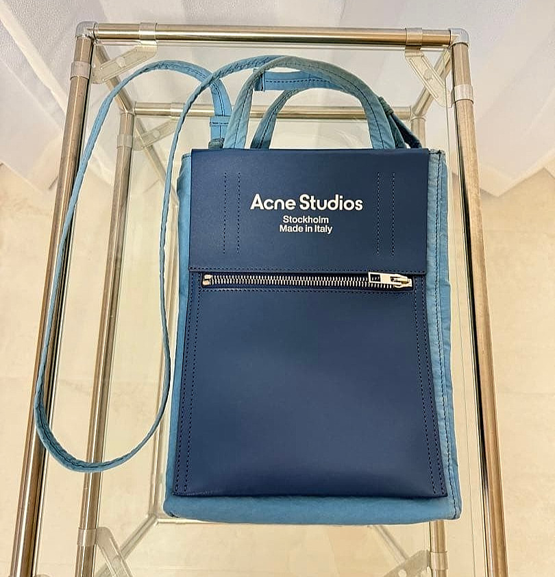 Acne Studios Paypar Nylon Tote Bag Crossbody Shoulder Bag Blue Used from Japan