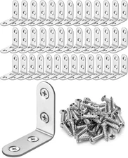 40 L Brackets w/ Screws, 1.5"x1.5" Angle Braces, Stainless Steel Corner Bracket