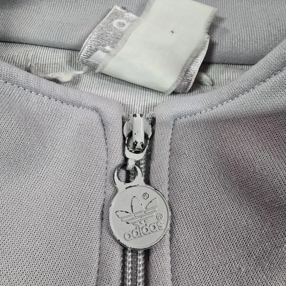 Chaqueta de Pista Adidas De Colección Para Hombre Grande Gris Azul Rojo Trifolio Cremallera Completa Años 80 Foto 3 de 4